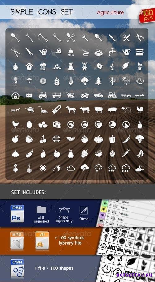 100 Simple Icons - AGRICULTURE